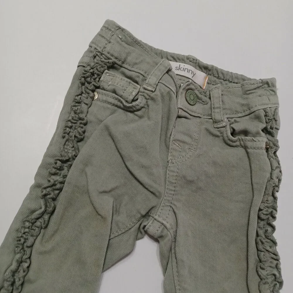 Gymboree Baby Toddler Girls 0-3M Skinny Leg Jeans Green‎ Stretch Pockets Denim
